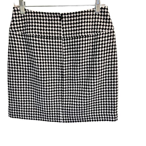 Talbots Petites Houndstooth Mini Pencil Skirt Ivory Black Size 6P Wool Office - Picture 4 of 7